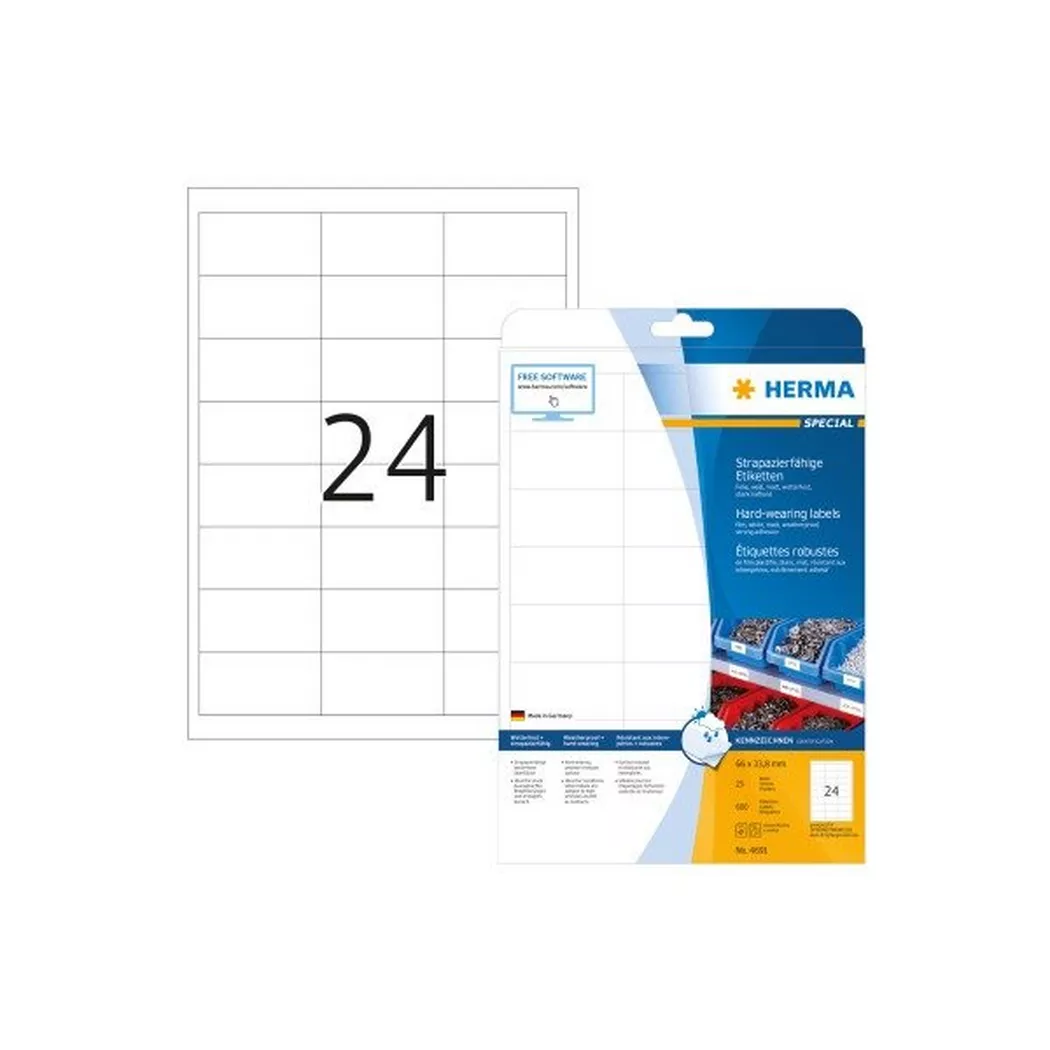 HERMA – Etiketten Special 66×33,8mm 4691 weiss 600 Stück, One Size