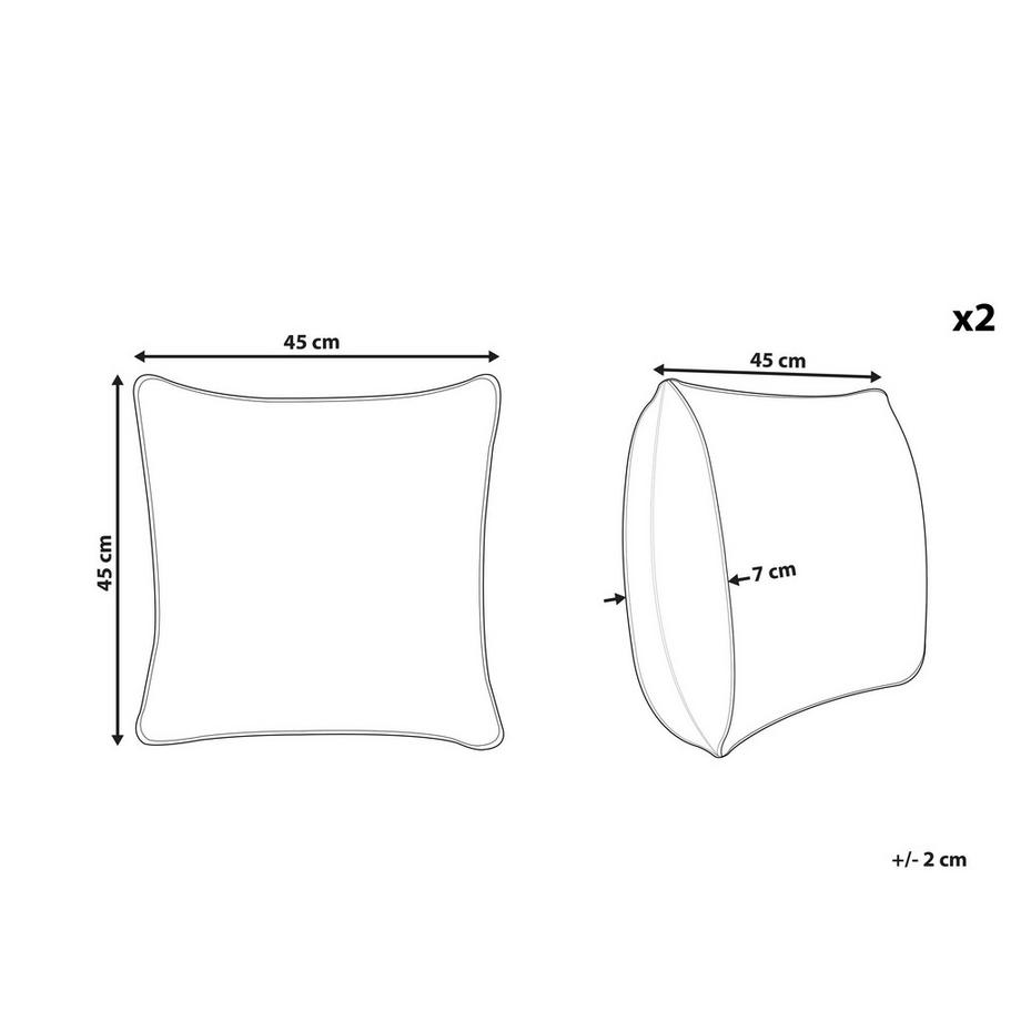 Beliani Lot de 2 coussins décoratifs en Velours Moderne BOSSIELLA  