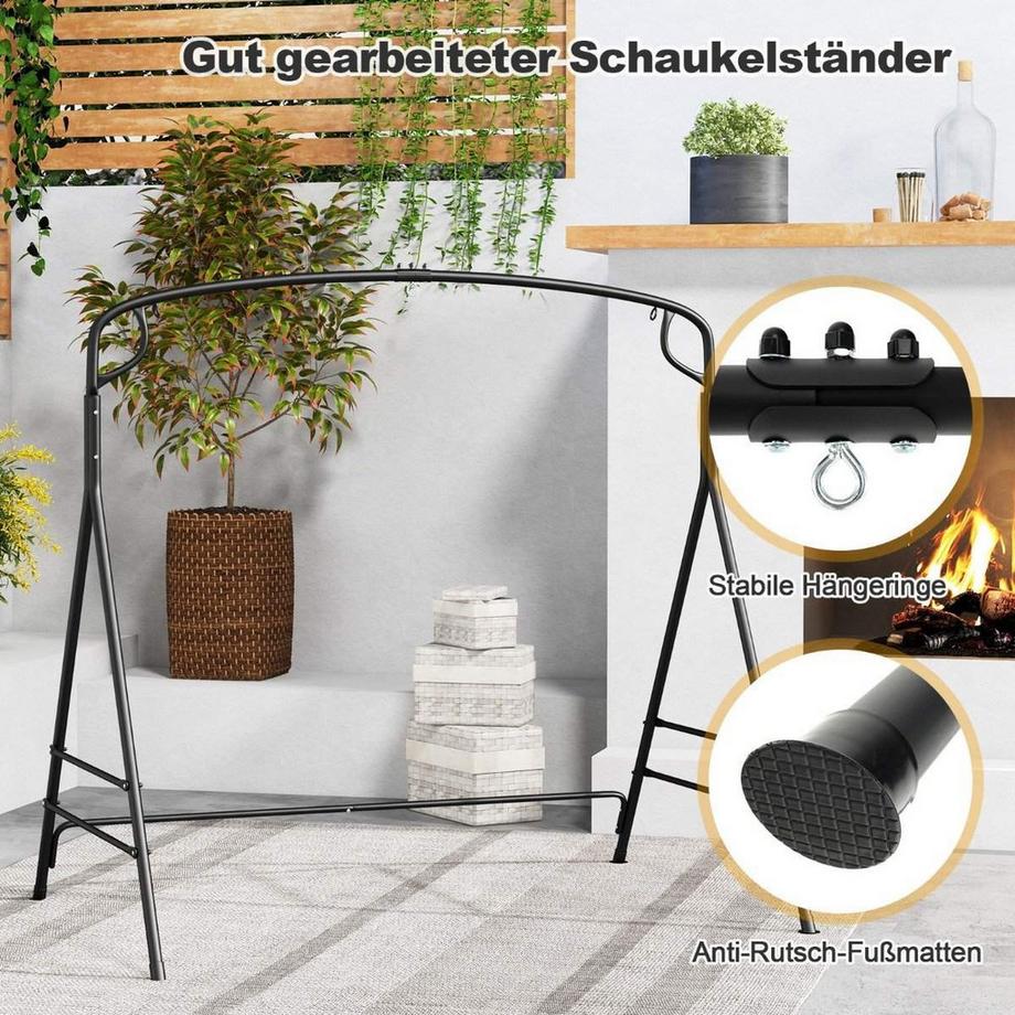 B2X  Schaukelgestell aus Metall mit Zusätzlichen Seitenstangen & 2-Ring-Design 170 x 118 x 165 cm 