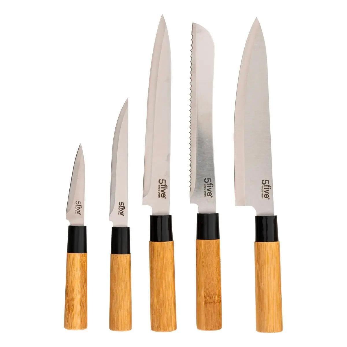 5five Set de Couteaux et Ustensiles de Cuisine - Bambou - 11 Pièces  