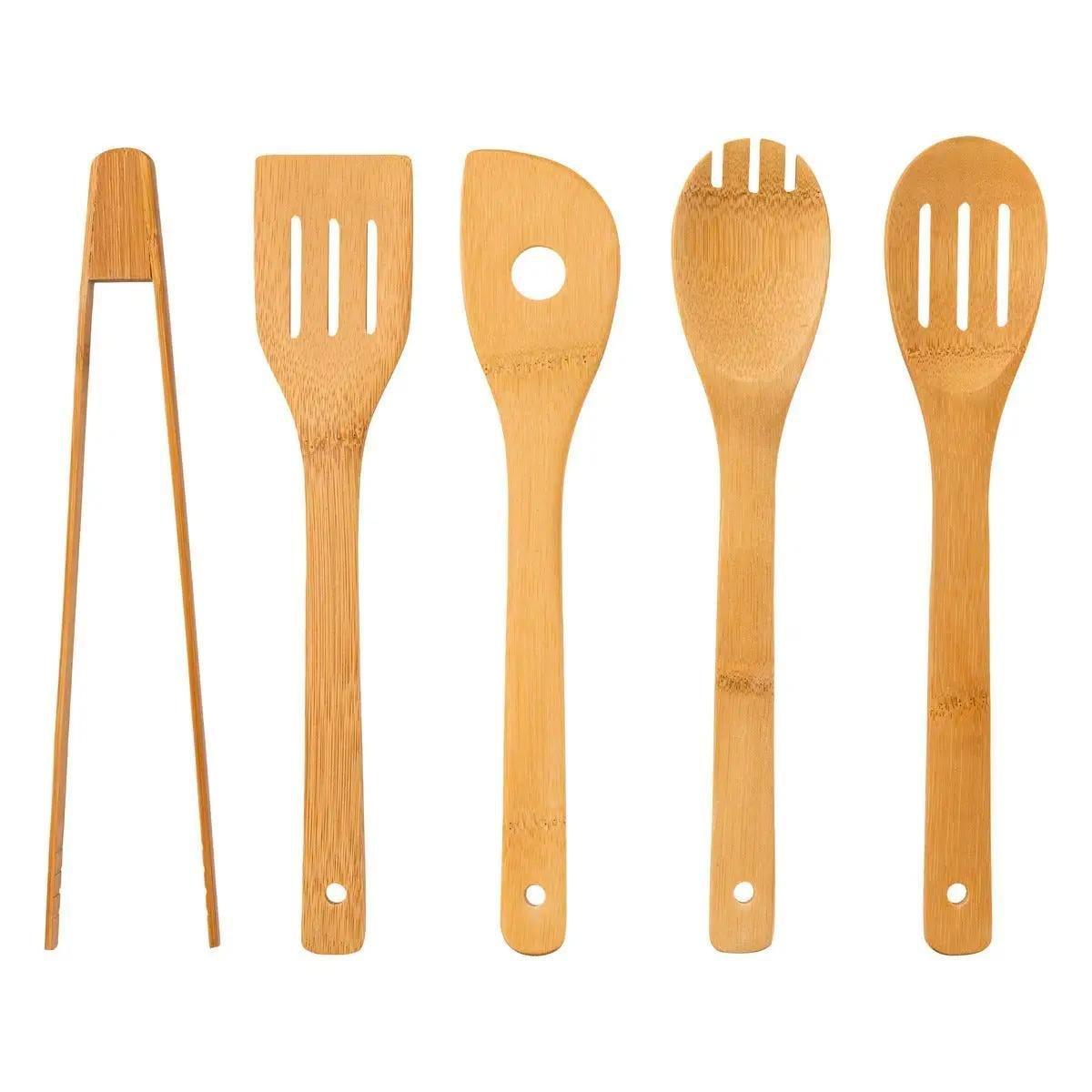 5five Set de Couteaux et Ustensiles de Cuisine - Bambou - 11 Pièces  