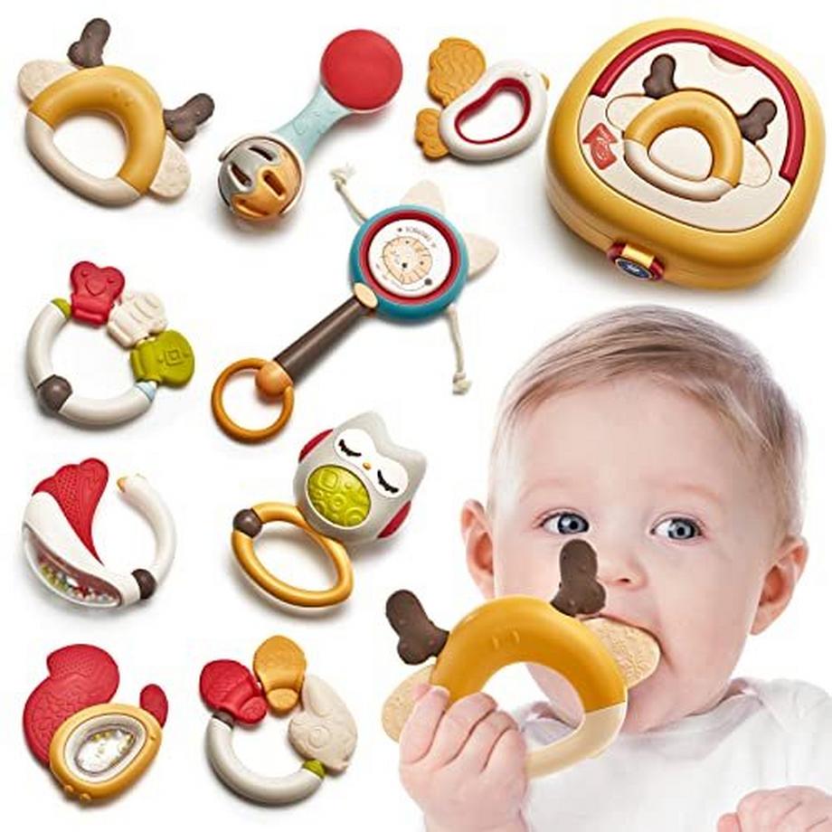 Babyspielzeug Rassel-Beißring-Set