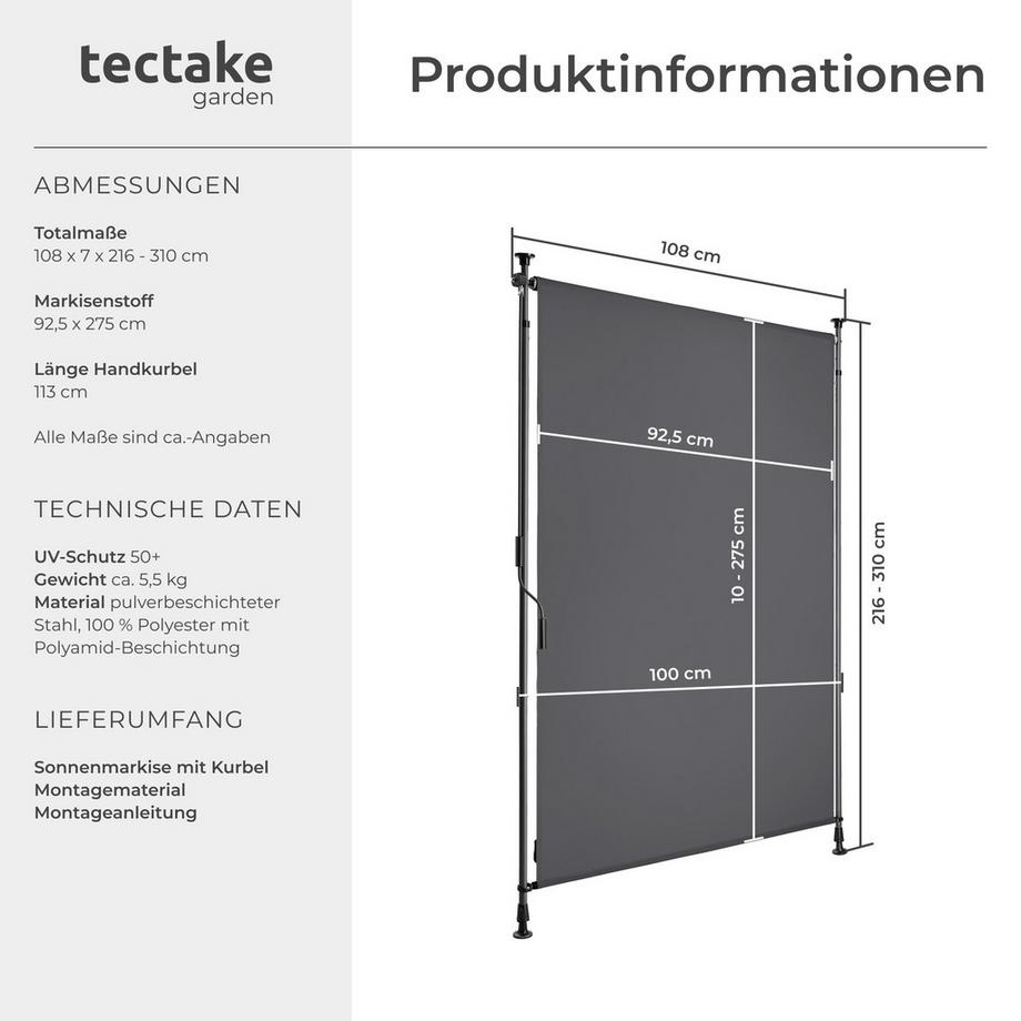 Tectake Store banne TAIJA résistant aux UV et déperlant  