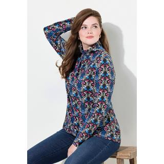 Ulla Popken  T-shirt à col roulé et manches longues, imprimé floral 