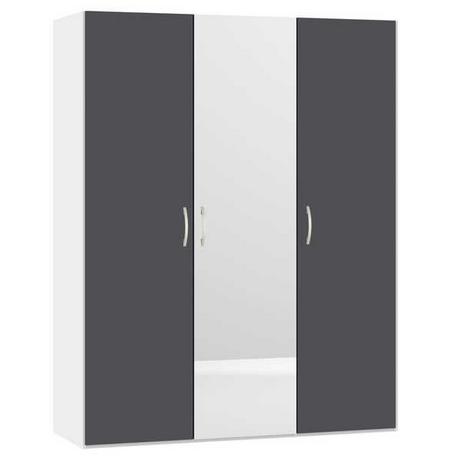 Jutzler Armoire à portes battantes, anthracite mat, miroir blanc crème 152,2 x 195  