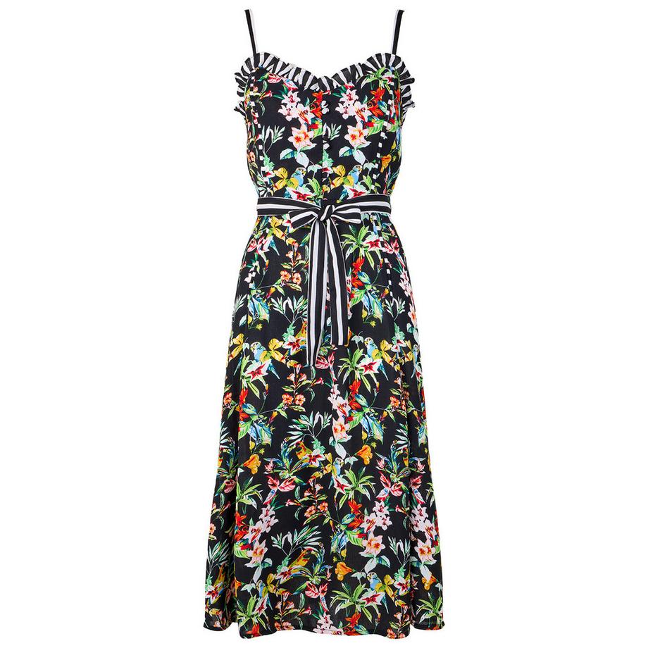 Joe Browns Kleid mit tropischem Druck und Bindegürtel  