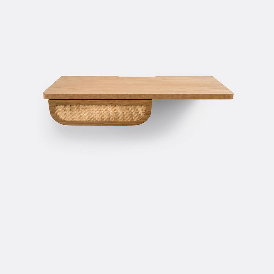 La Redoute Intérieurs Chevet mural plaqué chêne et rotin 1 tiroir  