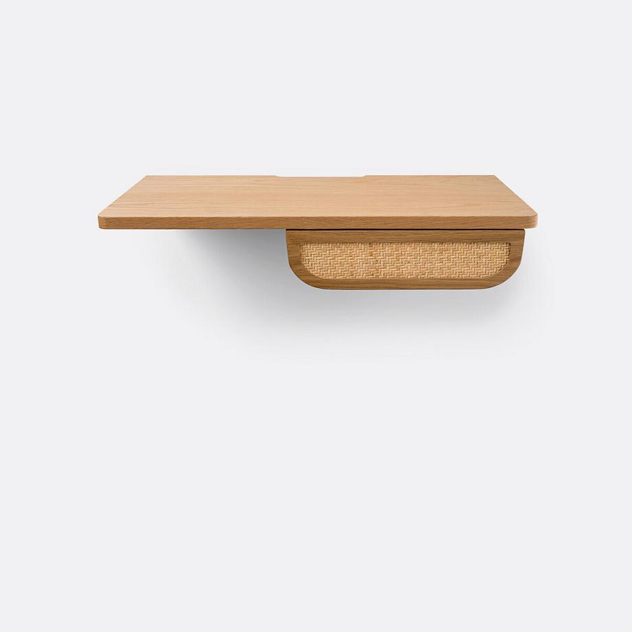 La Redoute Intérieurs Chevet mural plaqué chêne et rotin 1 tiroir  