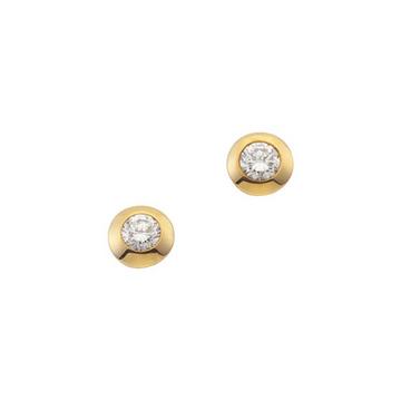 Clous d'oreilles or jaune 750 diamant 0.1.00ct. 4mm