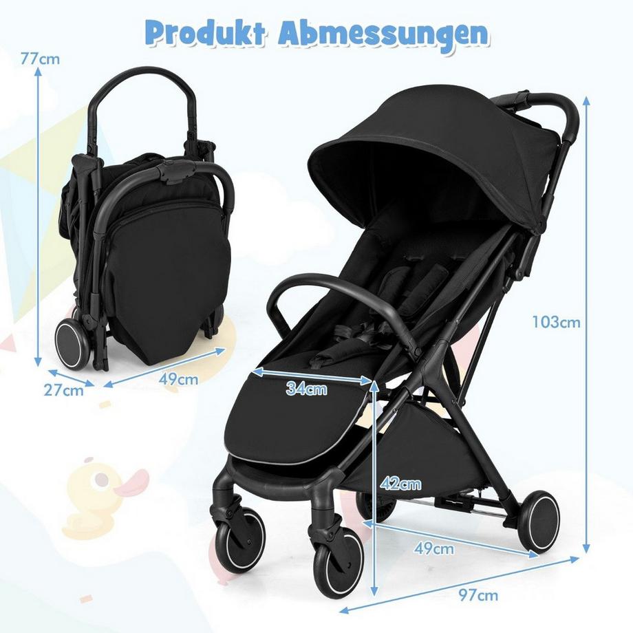 Northix  Poussette de voyage pliable et inclinable 