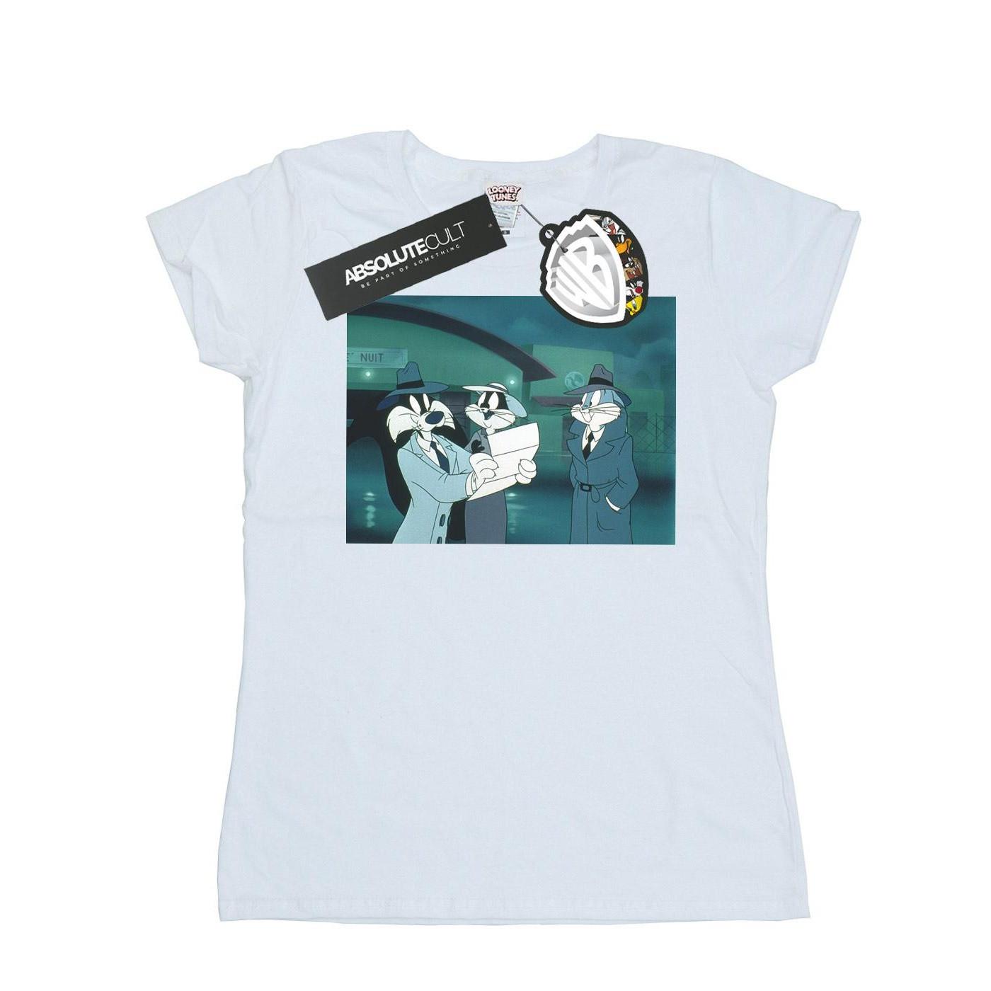 Image of Bugs Bunny Sylvester Letter Tshirt Damen Weiss L