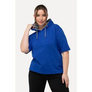 Ulla Popken  Felpa oversize con cappuccio, tasca con cerniera e mezze maniche 