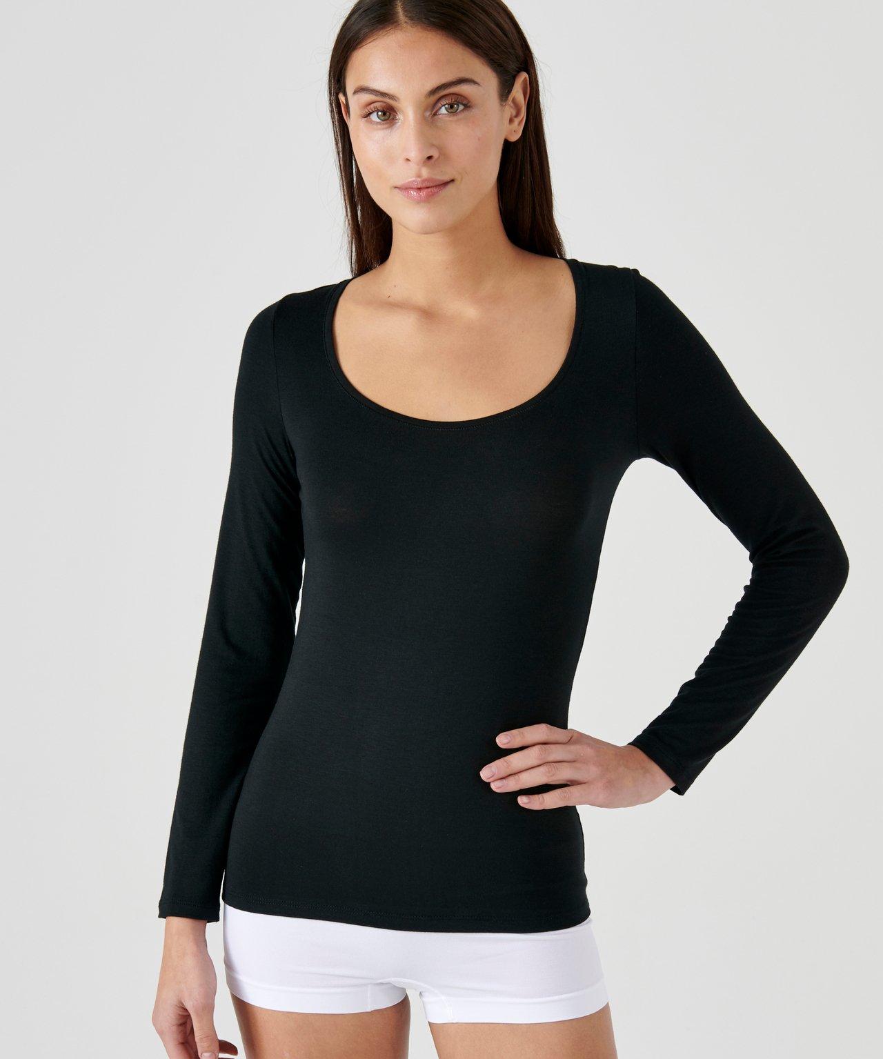 Image of Langärmeliges Shirt Thermolactyl Invisible, Wärmegrad Soft 2. Damen Schwarz 46/48