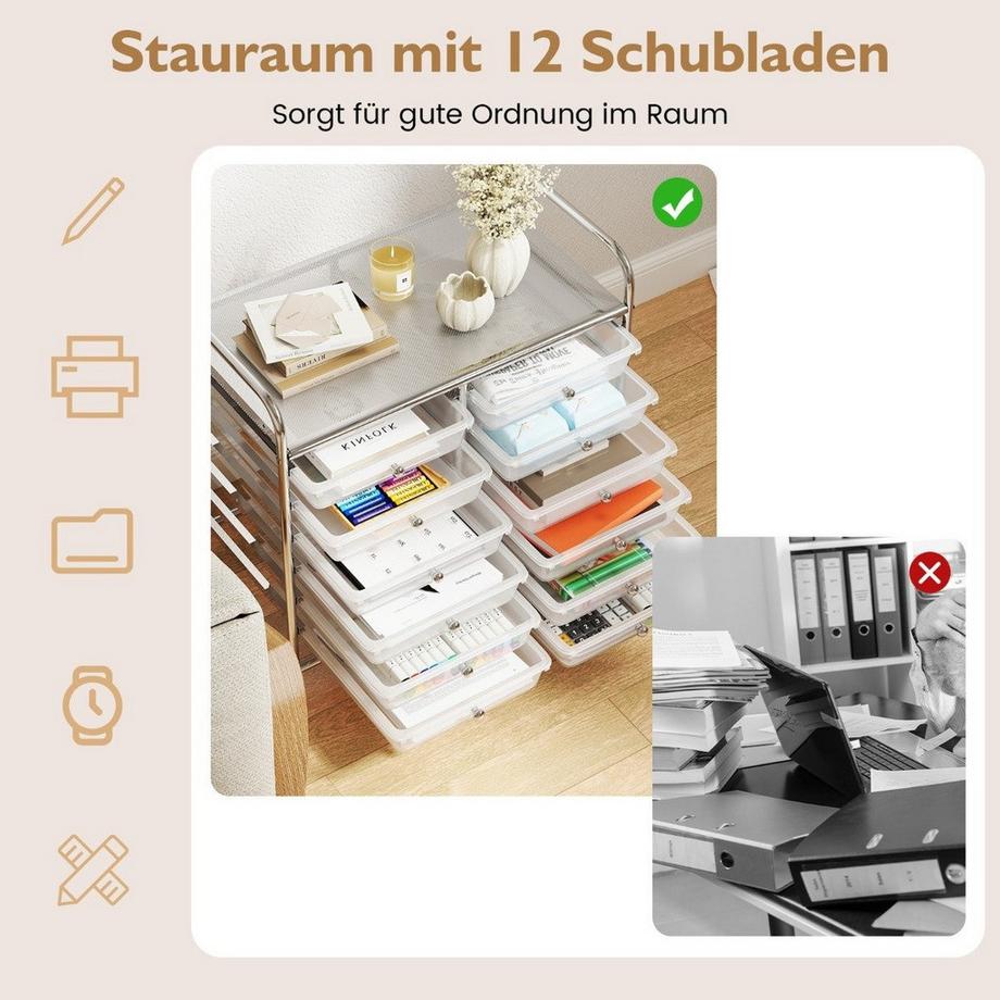 Northix Lagerwagen mit 12 Schubladen  