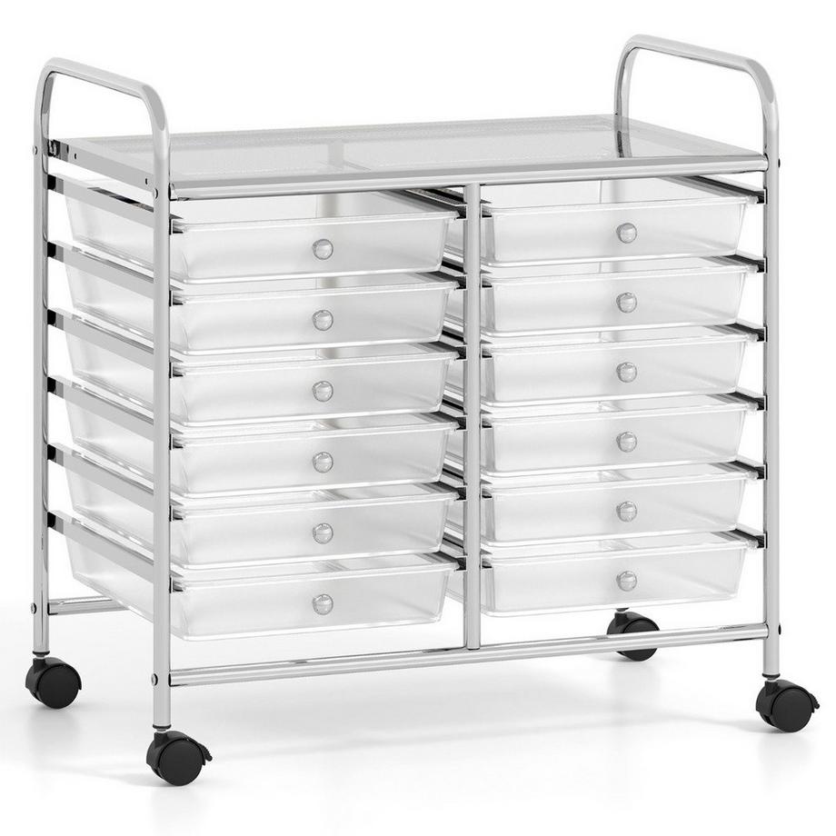 Carrello portaoggetti con 12 cassetti