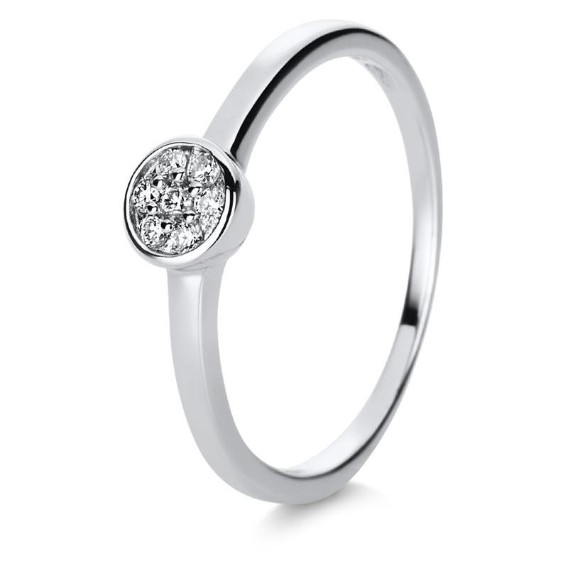 Image of Verlobungsring 585/14k Weissgold Diamant 0.09ct. Damen Silber ONE SIZE