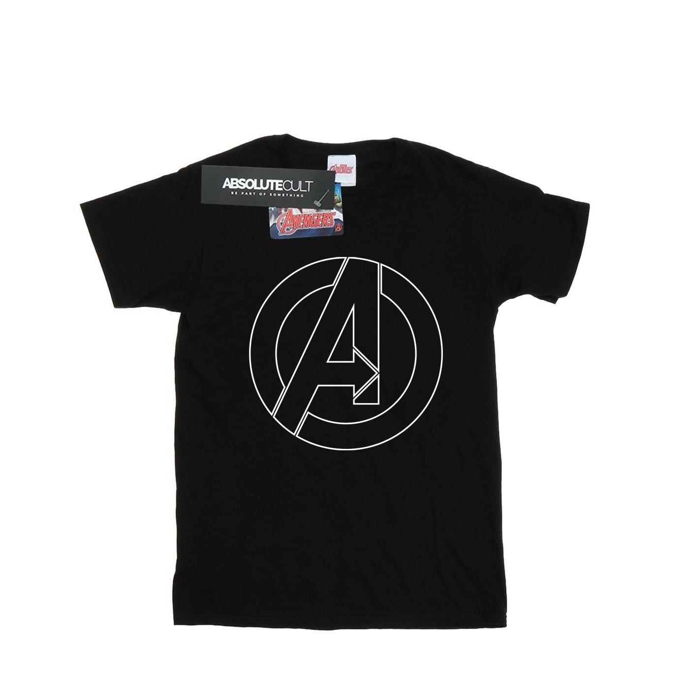 Image of Avenegers Assemble A Logo Outline Tshirt Damen Schwarz S