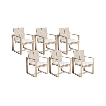 Set di 6 sedie da giardino con cuscini en Legno d'acacia Rustico AZZANELLO