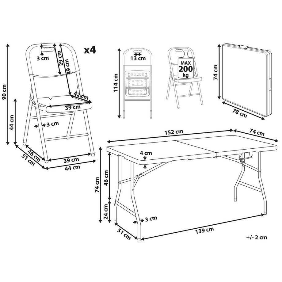 Beliani Ensemble de salle à manger d'extérieur pour 4 personnes avec table de 152 cm en Matière synthétique Moderne CUGNOLI  