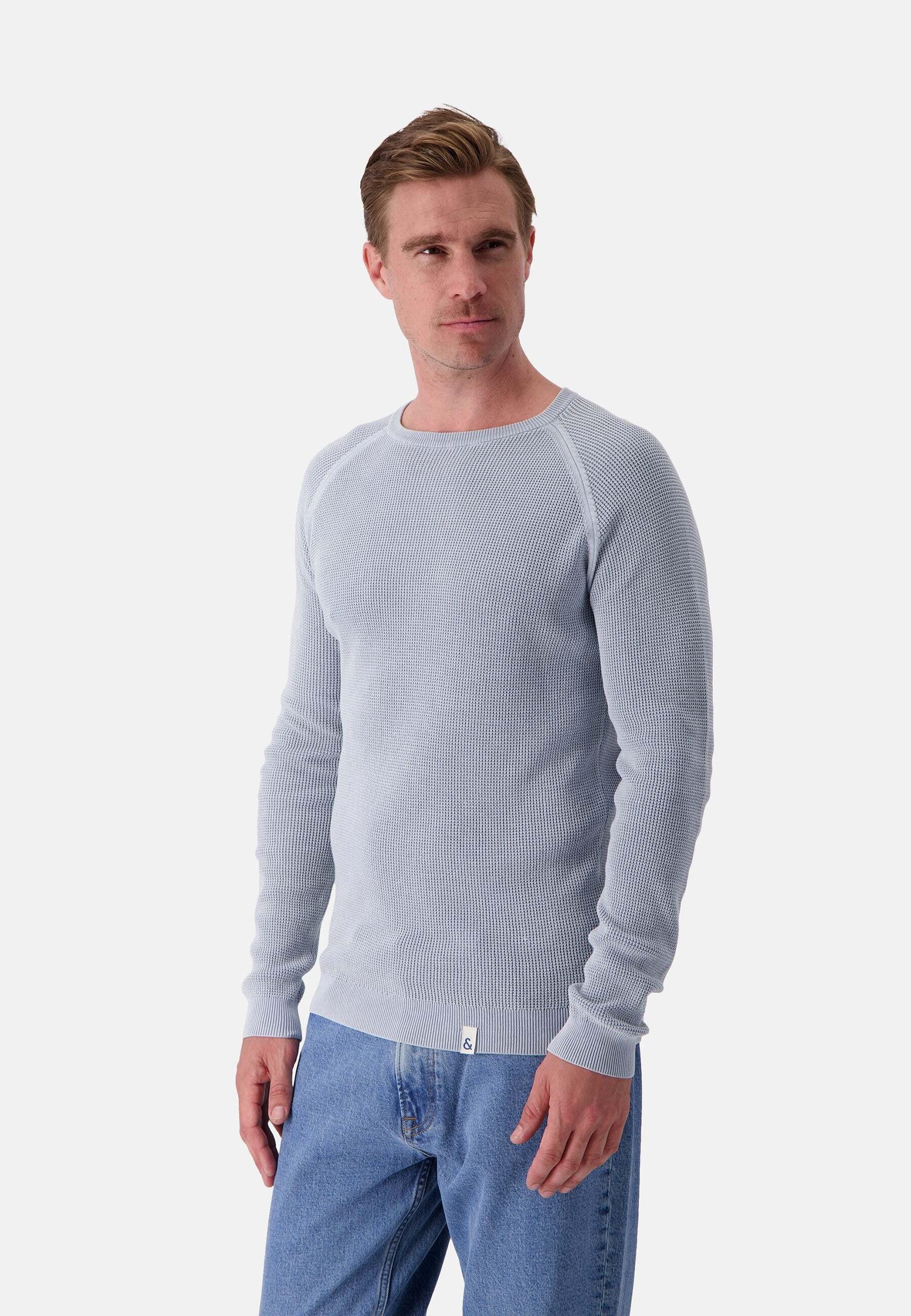 Image of Pullover Roundneck-washed Herren Hellblau L