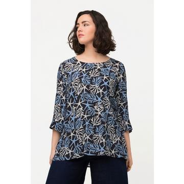 Blusa dal taglio svasato con fantasia, scollo a girocollo e maniche a 3/4