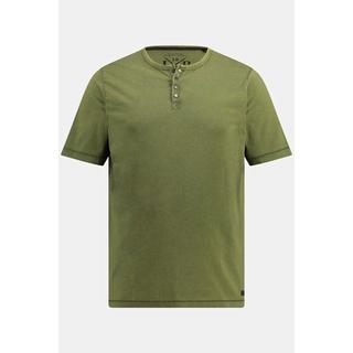 JP1880  Maglia serafino con mezze maniche, look tintura a freddo e scollo a girocollo, fino alla tg. 8XL 