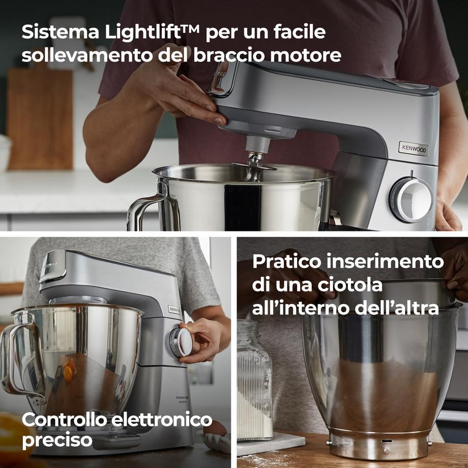 Kenwood Kenwood Titanium Chef Baker XL robot de cuisine 1200 W 7 L Acier inoxydable  