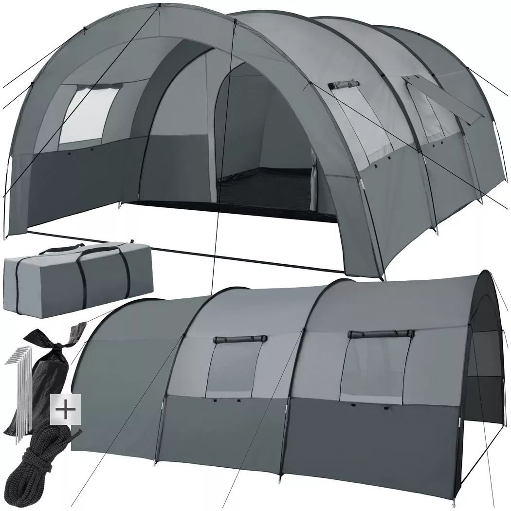 tectake® Tunnelzelt, für 6 Personen, 4 Fenster mit Moskitonetzen, 350 x 480 x 195 cm