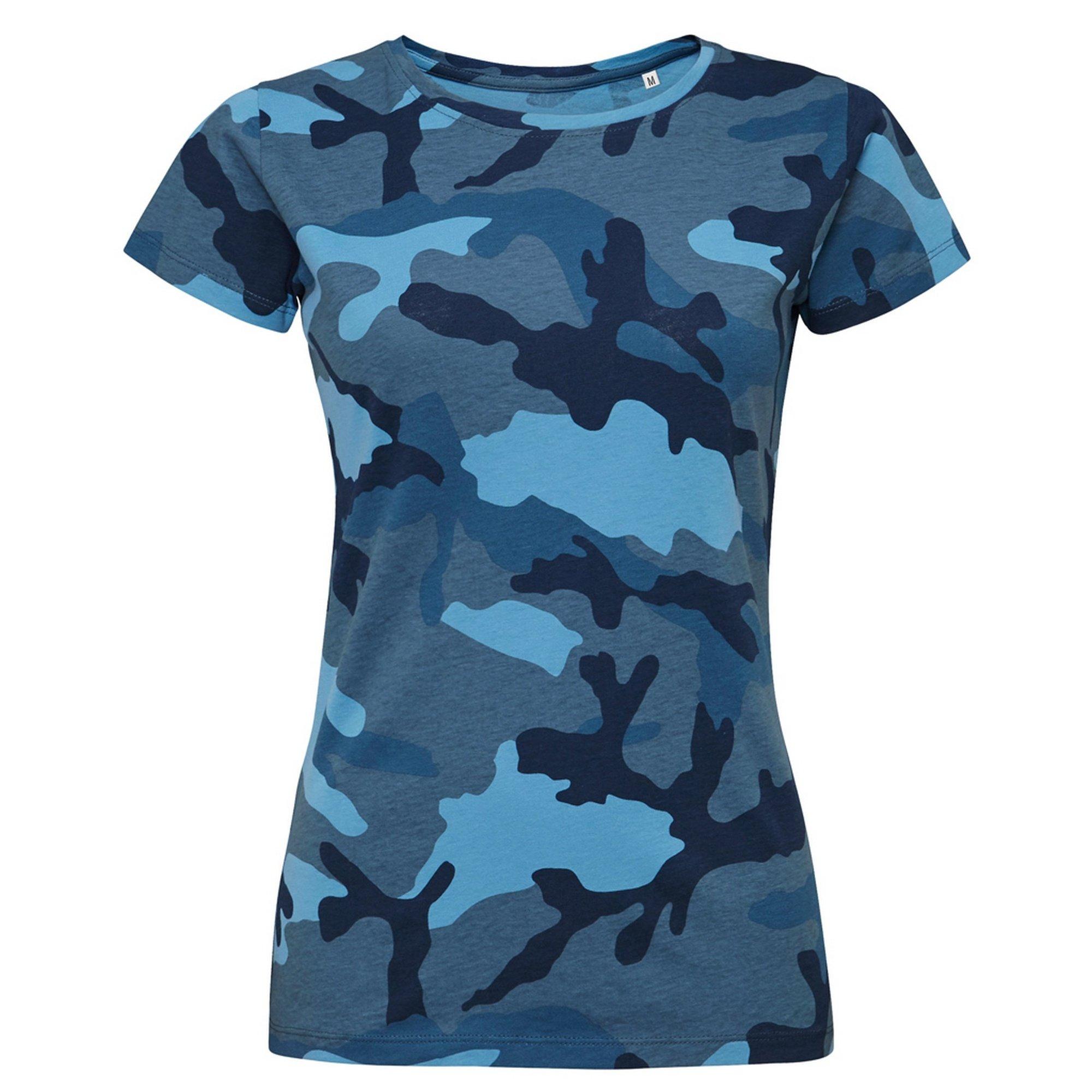 Image of Tshirt Mit Tarnmuster, Kurzarm Unisex Blau XL