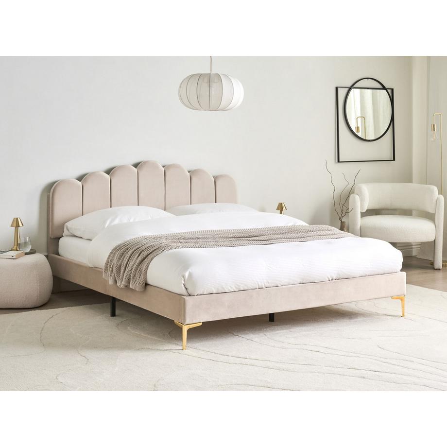 Beliani Bett mit Lattenrost aus Samtstoff  SAUVIAN  