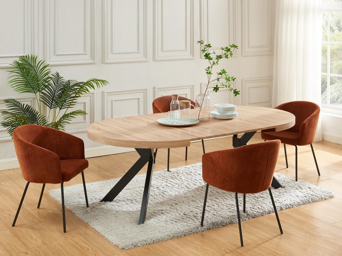 PASCAL MORABITO Lot de 6 chaises avec accoudoirs en tissu et métal - Terracotta - MORONI de Pascal MORABITO  