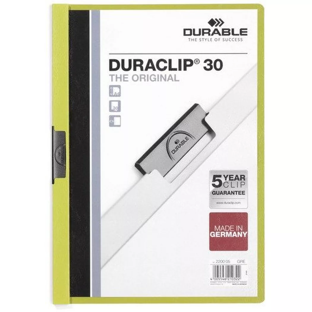 DURABLE -  Klemmhefter DURACLIP  für 30 Blatt A4, 21cm, Verde