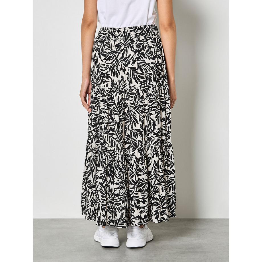 APRICOT Jupe Midi Imprimé Feuilles et Volants  