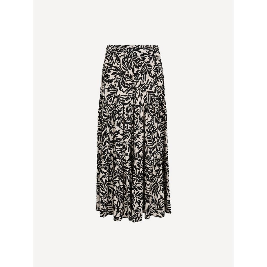 APRICOT Jupe Midi Imprimé Feuilles et Volants  