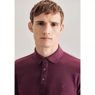 Seidensticker Polo-Shirt Fit Langarm Uni  Rot Bunt
