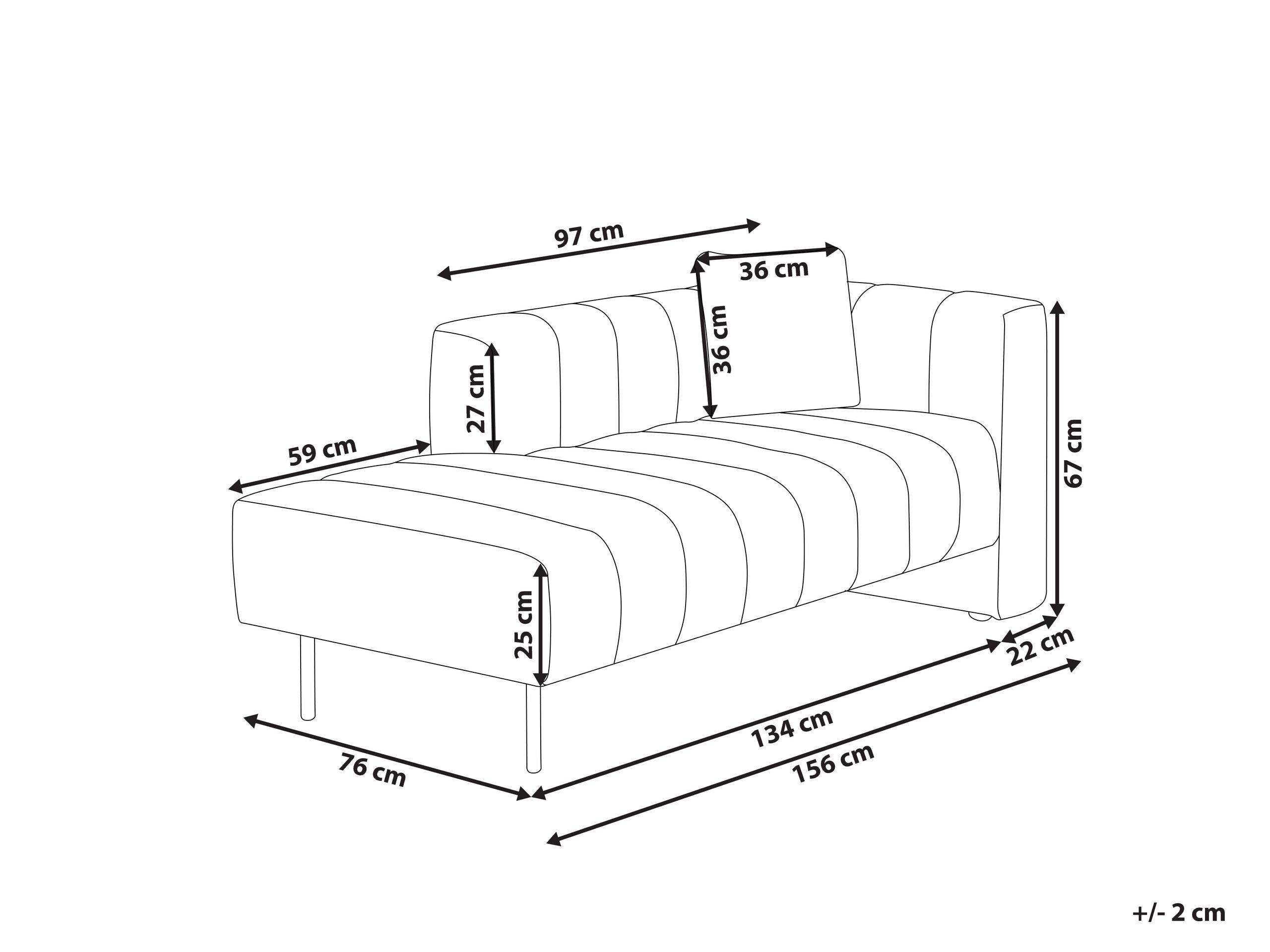 Beliani Chaise longue côté droit en Velours Moderne LANNILS  