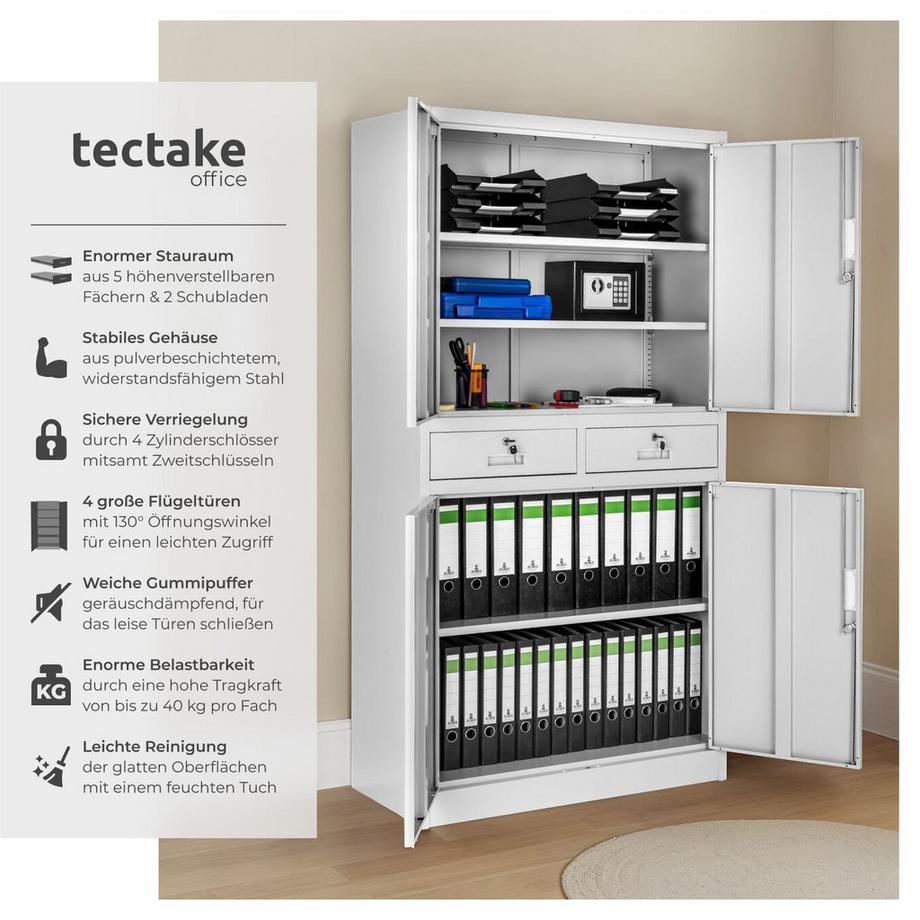 Tectake Armoire de classement en métal COSMO en acier lâqué époxy  