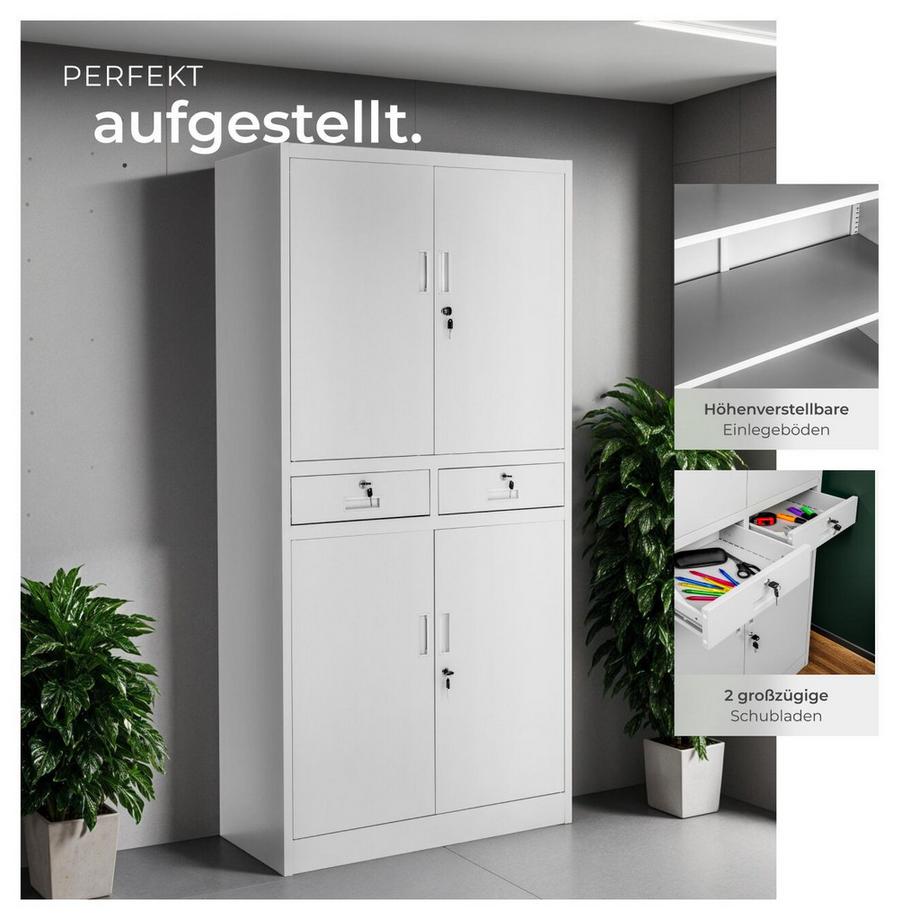 Tectake Armoire de classement en métal COSMO en acier lâqué époxy  