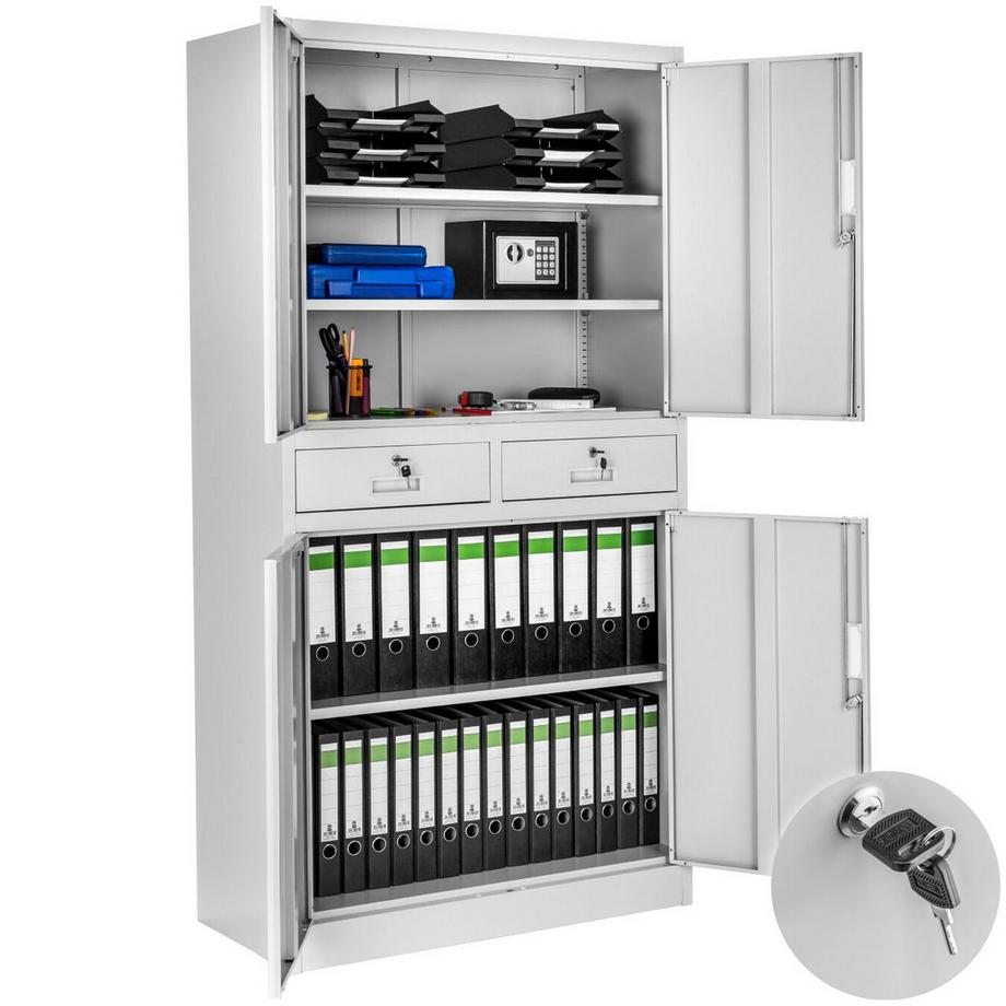 Tectake Armoire de classement en métal COSMO en acier lâqué époxy  