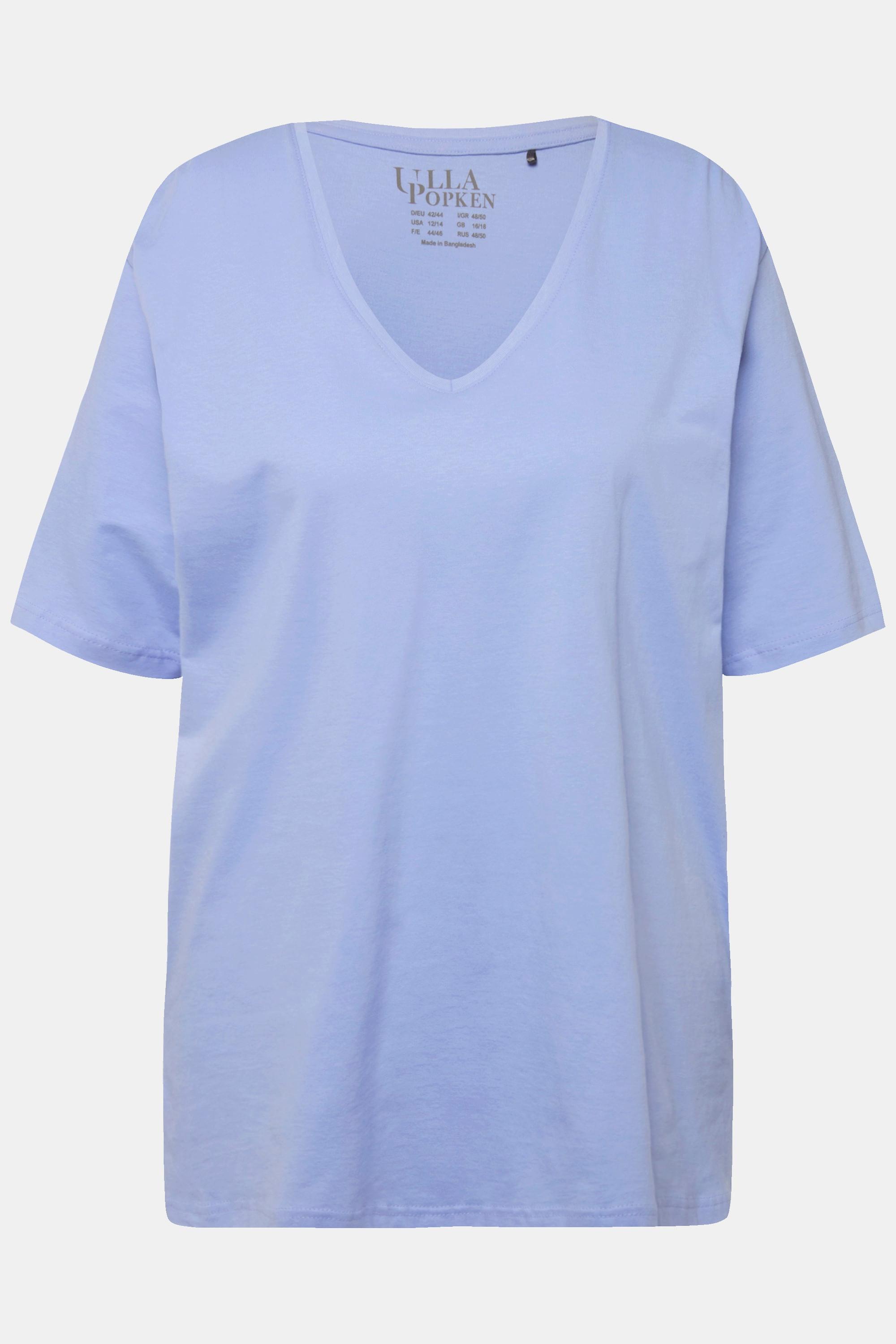 Ulla Popken  T-shirt dalle linee morbide con scollo a V e mezze maniche 