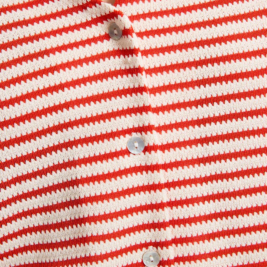 La Redoute Collections T-shirt Rayé Patte Boutonnée Col V  