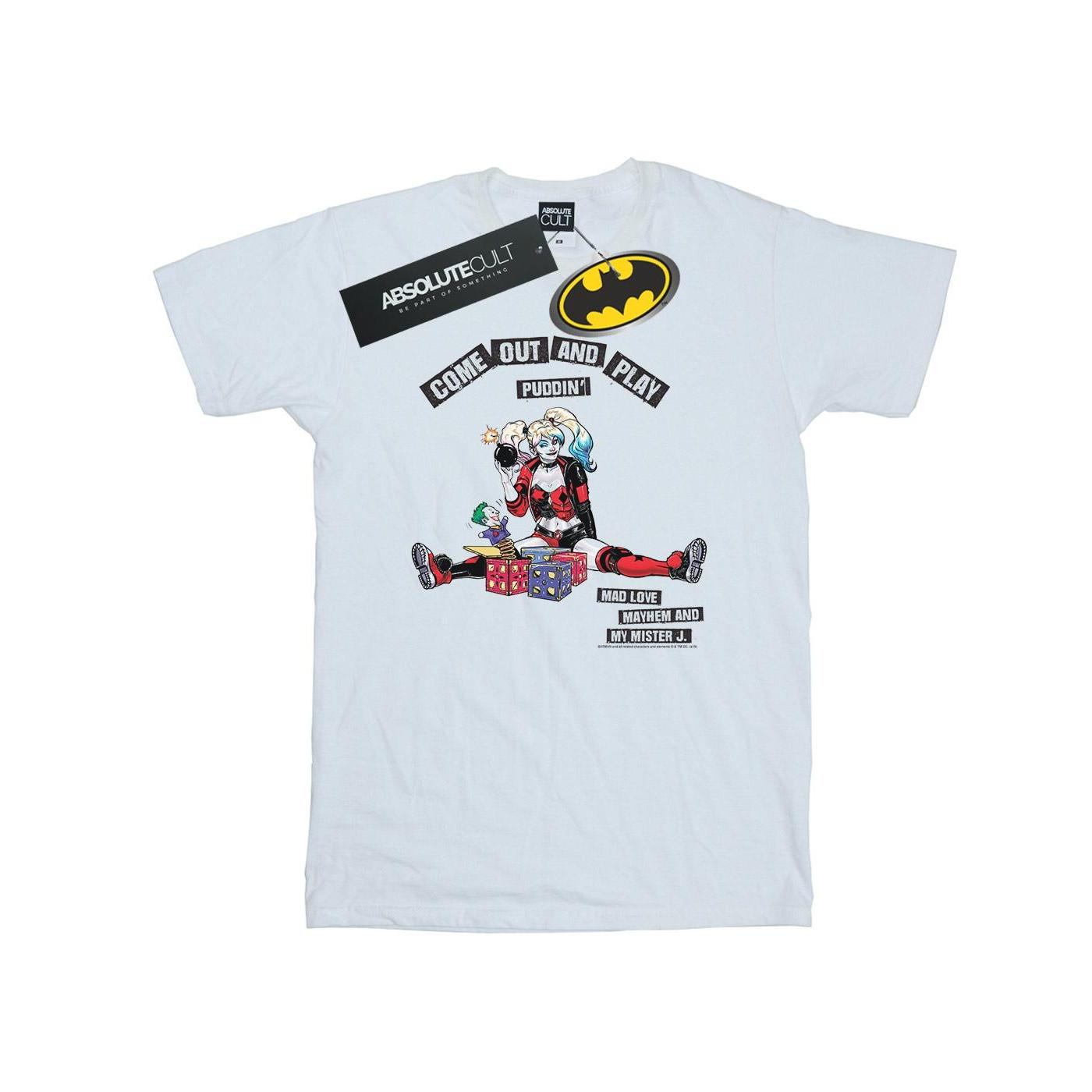 Image of Harley Quinn Come Out And Play Tshirt Herren Weiss XXL