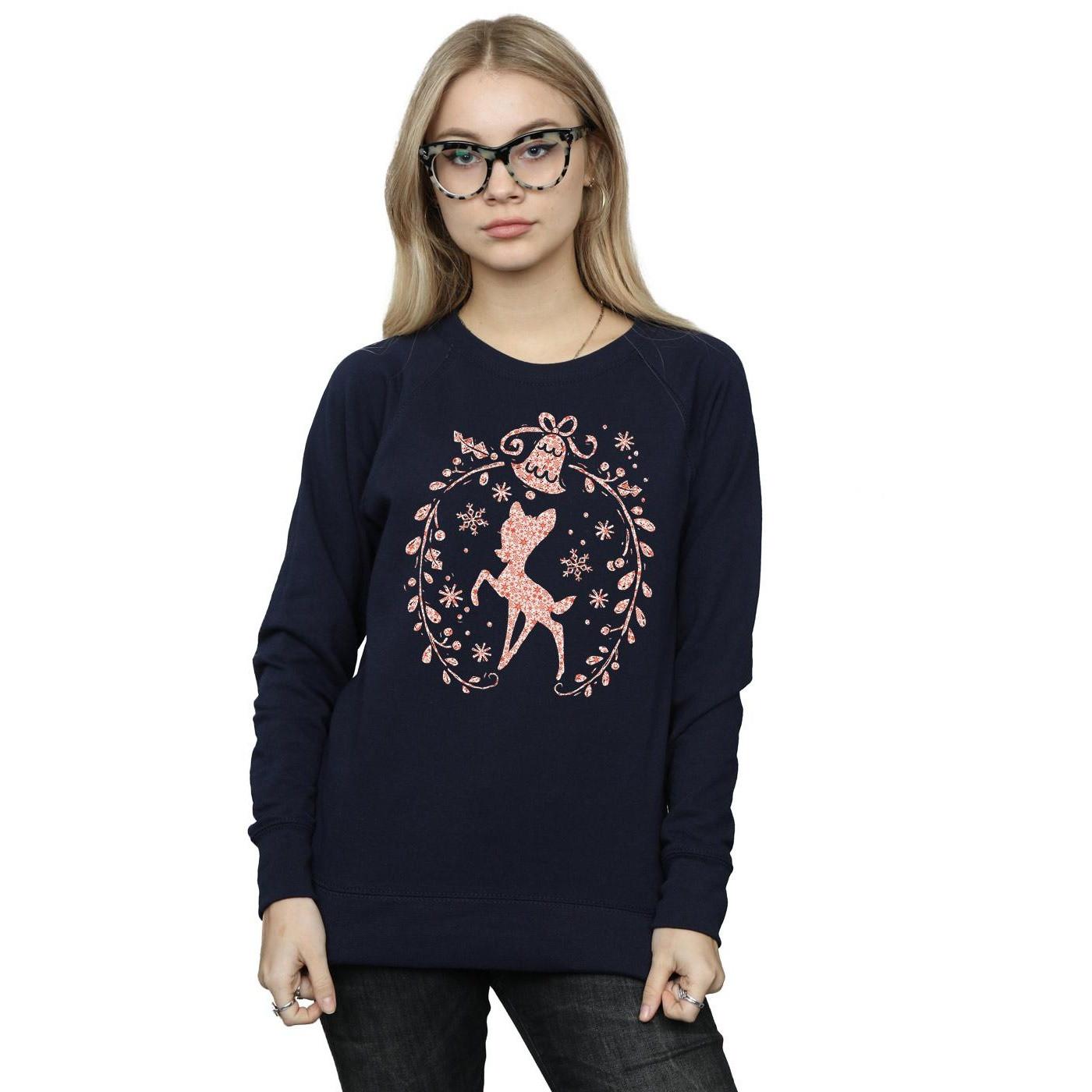 Image of Bambi Christmas Wreath Sweatshirt Damen Marine L