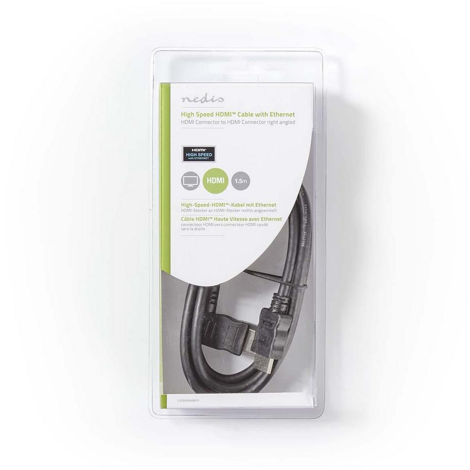 Nedis  Câble HDMI™ haute vitesse avec Ethernet | Connecteur HDMI™ | Connecteur HDMI™ | 4K@30Hz | 10,2 Gbps | 1,50 m | Rond | PVC | Noir | Blister 