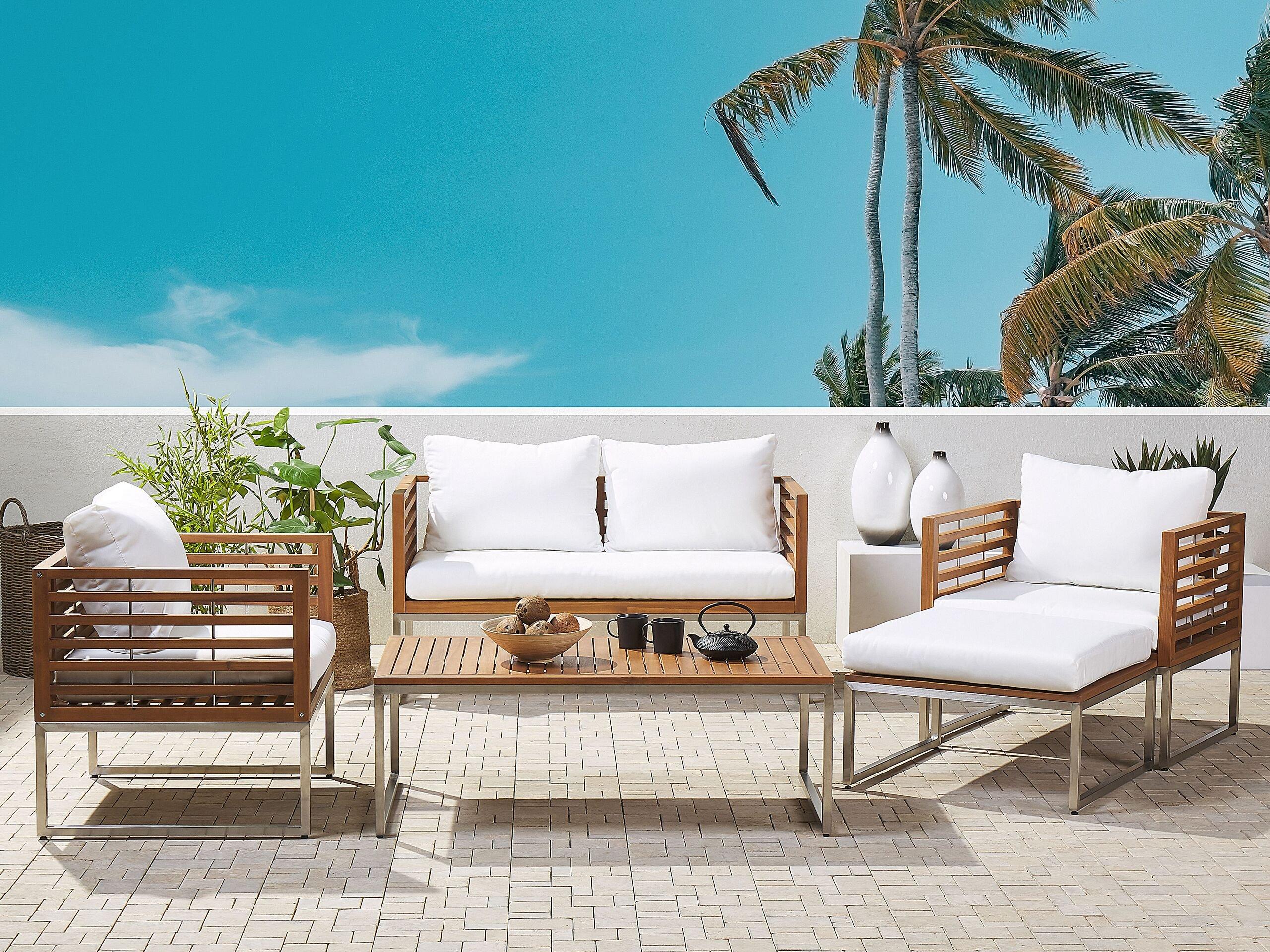 Beliani Lounge Set mit Tisch aus Akazienholz Boho BERMUDA  