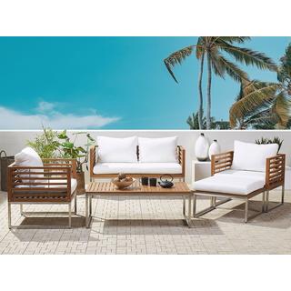 Beliani Lounge Set mit Tisch aus Akazienholz Boho BERMUDA  