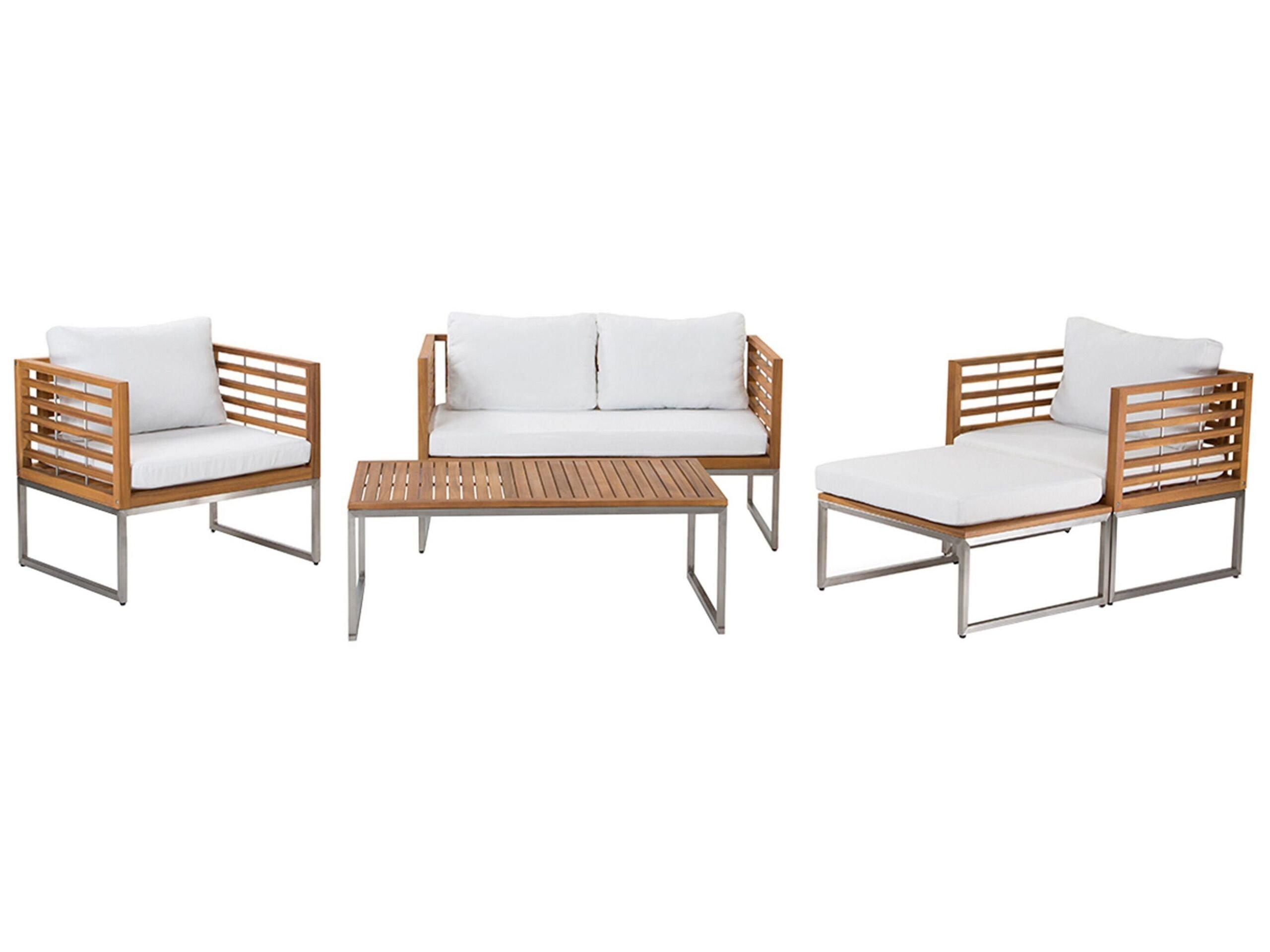 Beliani Lounge Set mit Tisch aus Akazienholz Boho BERMUDA  