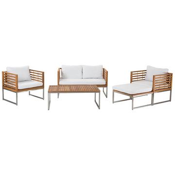 Lounge Set mit Tisch aus Akazienholz Boho BERMUDA