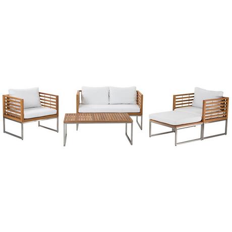 Beliani Lounge Set mit Tisch aus Akazienholz Boho BERMUDA  