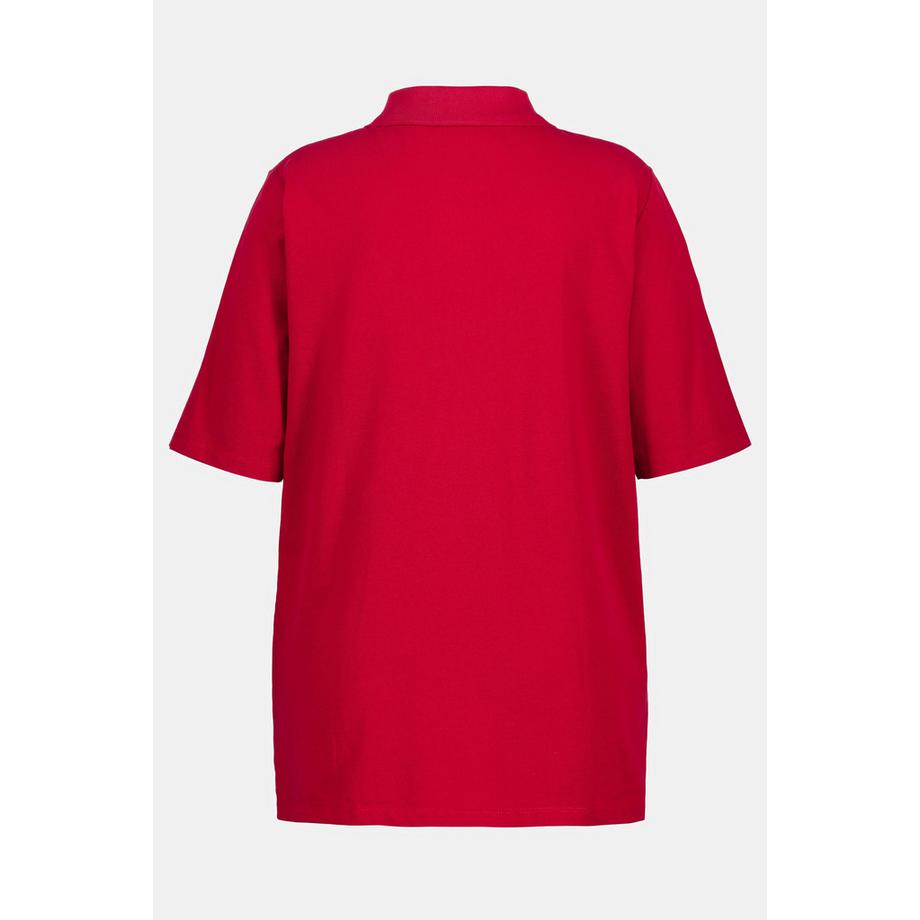 Ulla Popken Polo Piqué Abbottonatura Velluto Mezza Manica  